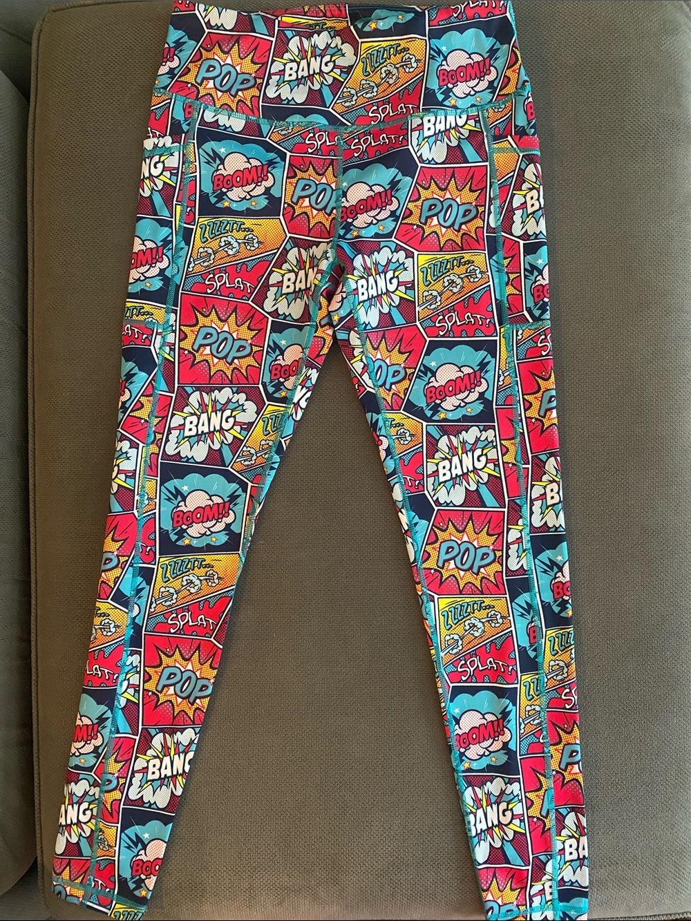 Constantly Varied Gear Comic Pop-Print Leggings - Blue/Red/Yellow